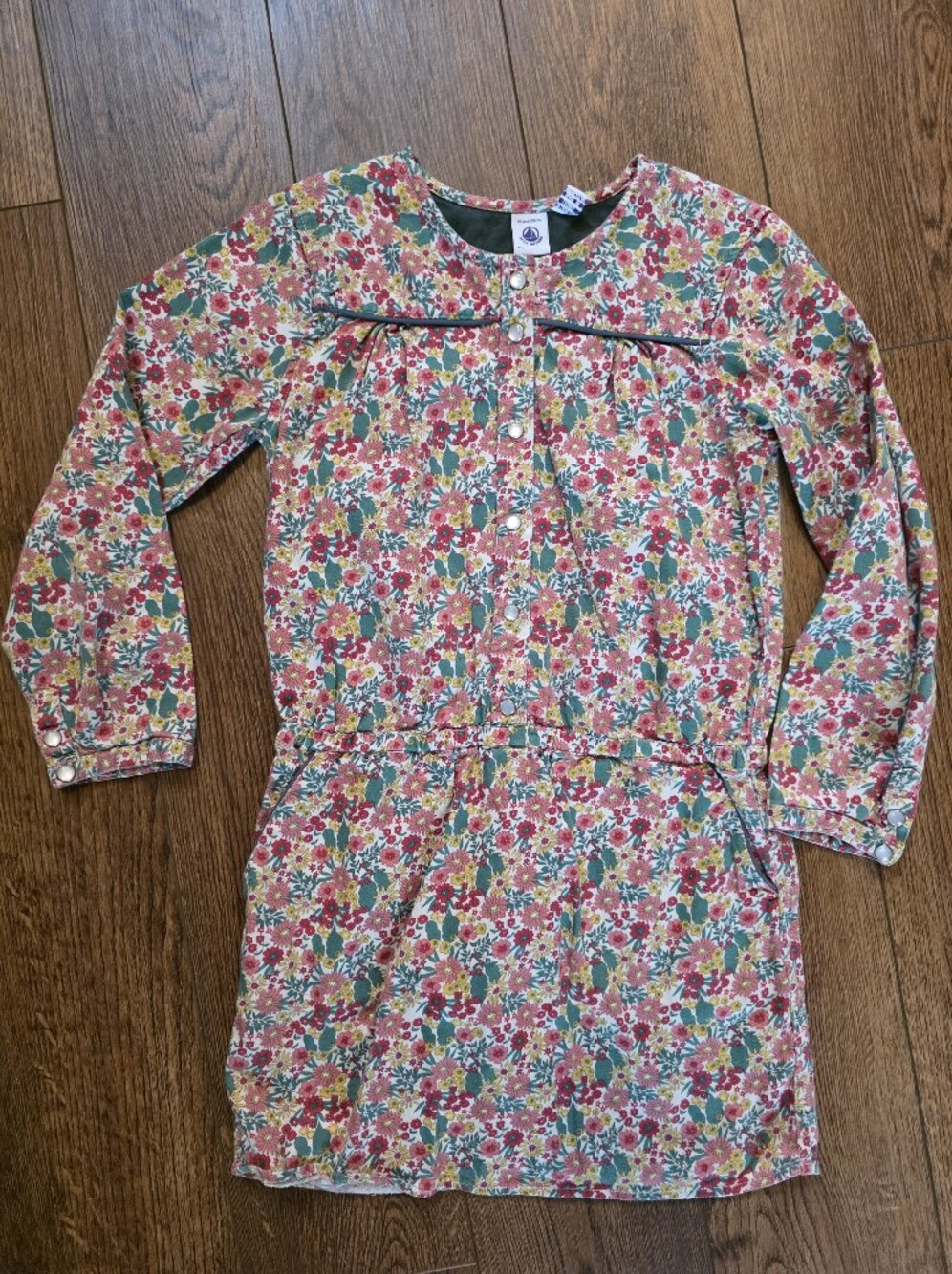 Petit Bateau Pink Floral Long-Sleeve Dress